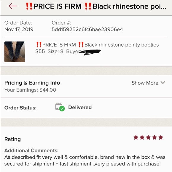 ‼️PRICE IS FIRM ‼️Black rhinestone pointy booties - Picture 5 of 5